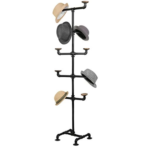 MyGift Industrial Black Metal Hat Rack Stand With 10 Round Rustic Brown Wood Hanging Hooks 1 MyGift Industrial Black Metal Hat Rack Stand With 10 Round Rustic Brown Wood Hanging Hooks