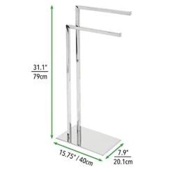 MDesign Tall Modern Stainless Steel Towel Rack Holder - 2 Tier Organizer For Bathroom Storage And Organization Next To Tub Or Shower, Holds Bath & Hand Towels, Washcloths - Chrome 9 MDesign Tall Modern Stainless Steel Towel Rack Holder - 2 Tier Organizer For Bathroom Storage And Organization Next To Tub Or Shower, Holds Bath & Hand Towels, Washcloths - Chrome -Songmics Furniture Shop 31JPFl4fzjL