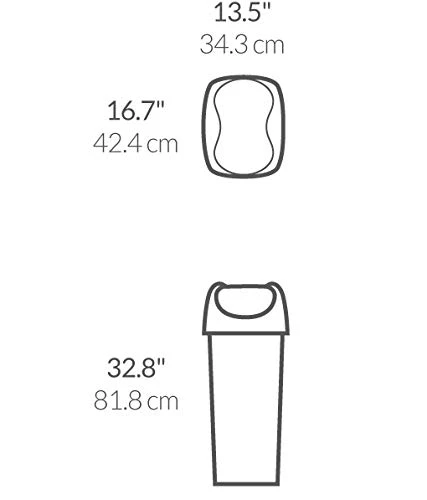 Simplehuman 60 Liter / 16 Gallon Swing Lid Trash Can, Black Plastic 2 Simplehuman 60 Liter / 16 Gallon Swing Lid Trash Can, Black Plastic - Image 2