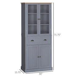 HOMCOM Freestanding Kitchen Pantry, 5-Tier Storage Cabinet With Adjustable Shelves And Drawer For Living Room, Dining Room, Grey -Songmics Furniture Shop 31JbHYliqNL