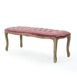 Christopher Knight Home Tassia Tufted Velvet Ottoman, Blush / Natural