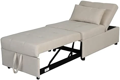Fold Sofa Bed,Folding Ottoman Sleeper Sofa Bed,Modern Convertible Sleeper Chair Bed Sleeper Couch Bed Single Studio Futon Bed Guest Chaise Lounge Bed With Adjustable Recliner(Linen Fabric Beige) 5 Fold Sofa Bed,Folding Ottoman Sleeper Sofa Bed,Modern Convertible Sleeper Chair Bed Sleeper Couch Bed Single Studio Futon Bed Guest Chaise Lounge Bed With Adjustable Recliner(Linen Fabric Beige) - Image 5