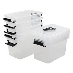 DynkoNA 6 Packs 6 Quart Clear Boxes, Plastic Small Storage Boxes With Lids
