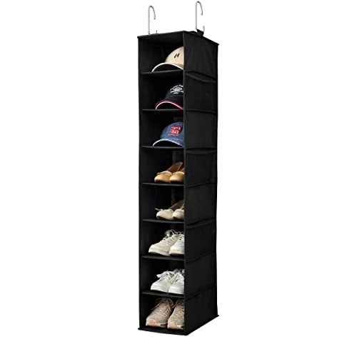 Berdeng Hanging Shoe Organizer For Closet With Side Mesh Pockets,Hat Racks For Baseball Caps,Shoe And Hat Holder & Storage,8-Shelf,Black,1 Pack 1 Berdeng Hanging Shoe Organizer For Closet With Side Mesh Pockets,Hat Racks For Baseball Caps,Shoe And Hat Holder & Storage,8-Shelf,Black,1 Pack