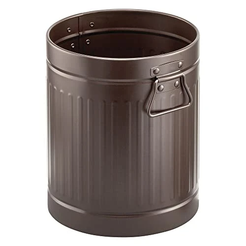 MDesign Steel Metal 2 Gallon/7 Liter Trash Can Wastebasket, Garbage Bin With Handles For Bathroom, Kitchen, Bedroom, Office - Holds Trash, Waste, Garbage, Recycling - Bronze 1 MDesign Steel Metal 2 Gallon/7 Liter Trash Can Wastebasket, Garbage Bin With Handles For Bathroom, Kitchen, Bedroom, Office - Holds Trash, Waste, Garbage, Recycling - Bronze