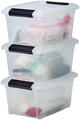 IRIS OHYAMA, Plastic Storage Boxes With Lid And Closing Clips, 5L, Set Of 3, Integrated Handles, Stackable, BPA Free, Bedroom, Office, Living Room, DDNTB-5, Clear 10 IRIS OHYAMA, Plastic Storage Boxes With Lid And Closing Clips, 5L, Set Of 3, Integrated Handles, Stackable, BPA Free, Bedroom, Office, Living Room, DDNTB-5, Clear - Image 10