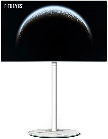 FITUEYES Design Swivel Corner Floor TV Stand For 32 37 43 50 55 60 65 Inch TV, Mid Century Modern White Corner TV Floor Stand With Marble Textured Glass Base & Concealed Storage, Master Series 7 FITUEYES Design Swivel Corner Floor TV Stand For 32 37 43 50 55 60 65 Inch TV, Mid Century Modern White Corner TV Floor Stand With Marble Textured Glass Base & Concealed Storage, Master Series - Image 7