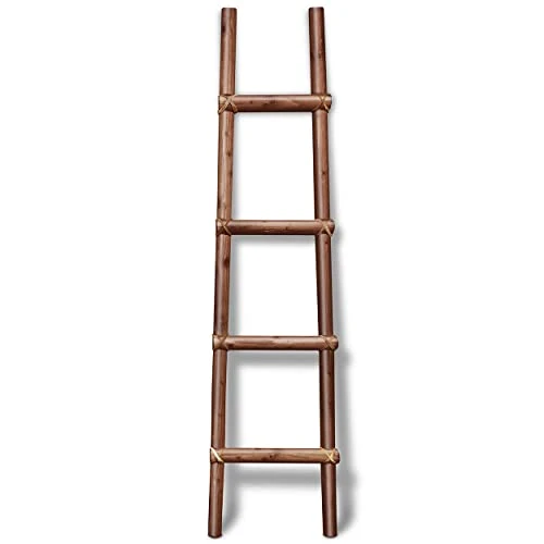 66in Arizona Made Southwest Decorative Wooden Kiva Ladder With Rawhide Bindings In Red Mahogany 1 66in Arizona Made Southwest Decorative Wooden Kiva Ladder With Rawhide Bindings In Red Mahogany