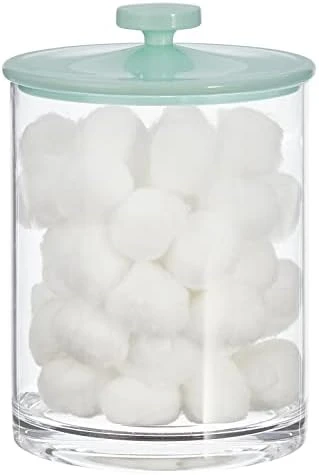 MDesign Large Modern Apothecary Storage Organizer Canister Jars - Plastic Containers For Bathroom, Organization Holder For Vanity, Counter, And Makeup Tables, Lumiere Collection, Clear/Mint Green 6 MDesign Large Modern Apothecary Storage Organizer Canister Jars - Plastic Containers For Bathroom, Organization Holder For Vanity, Counter, And Makeup Tables, Lumiere Collection, Clear/Mint Green - Image 6