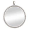 Decorative Round Hanging Wall Mirror 20'' Nautical Rope Mirrors White Wooden Frame Wall Mirror With Rope Loop -White Accent Theme Décor