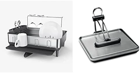 Simplehuman Compact Kitchen Dish Drying Rack With Swivel Spout, Fingerprint-Proof Stainless Steel Frame, Grey Plastic & 4.5 Liter / 1.2 Gallon Round Bathroom Step Trash Can, Brushed Stainless Steel 11 Simplehuman Compact Kitchen Dish Drying Rack With Swivel Spout, Fingerprint-Proof Stainless Steel Frame, Grey Plastic & 4.5 Liter / 1.2 Gallon Round Bathroom Step Trash Can, Brushed Stainless Steel - Image 11