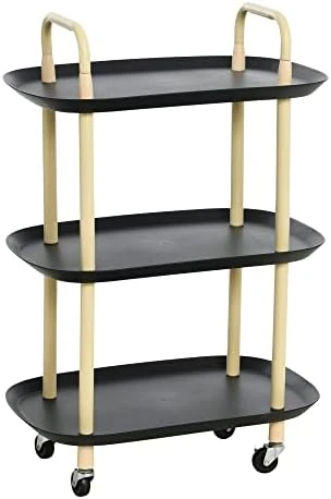 Main + Mesa Modern Plastic And Metal 2-Tier Trolley, Black And Dark Green 8 Main + Mesa Modern Plastic And Metal 2-Tier Trolley, Black And Dark Green - Image 8