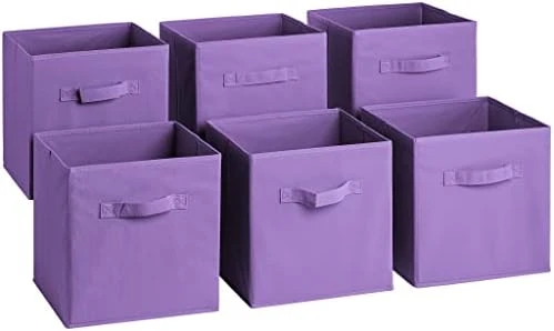 Sorbus® 11 Inch Cube Storage Organizer Bins - 6 Pack - Foldable Storage Cubes - Rectangular Shelf Basket - Great For Nursery, Playroom, Closet, Home Organization (Multi - Pink Orange Purple) 8 Sorbus® 11 Inch Cube Storage Organizer Bins - 6 Pack - Foldable Storage Cubes - Rectangular Shelf Basket - Great For Nursery, Playroom, Closet, Home Organization (Multi - Pink Orange Purple) - Image 8