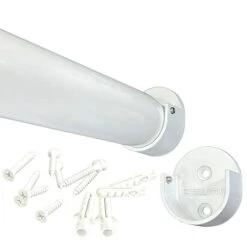 CUSTOM CUT | Up To 72" | HEAVY DUTY Gloss White Closet Rod | 1 5/16" Dia. | W/Matching End Brackets