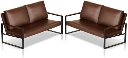 AWQM PU Leather Love Seats Sofa, 45" Mini Upholstered Couch For Small Space, Modern Accent Chair With Armrest And Removable Cushions, 2-Seater Lounge For Living Room, Bedroom, Office (Brown) 8 AWQM PU Leather Love Seats Sofa, 45" Mini Upholstered Couch For Small Space, Modern Accent Chair With Armrest And Removable Cushions, 2-Seater Lounge For Living Room, Bedroom, Office (Brown) - Image 8