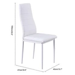 5 Pcs Modern Tempered Glass White Dining Room Table Set With 4 High Back Faxu Leather Dinning Chairs W/Can Opener -Songmics Furniture Shop 31MVfHGd9BL