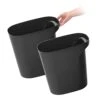 IRIS USA 6 Gallon / 24 Quart Plastic Wastebasket Trash Cans For Home, Office, Bedroom, Bathroom, Made With Recycled Materials, Black, 2-Pack