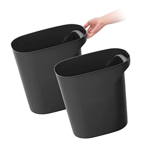 IRIS USA 6 Gallon / 24 Quart Plastic Wastebasket Trash Cans For Home, Office, Bedroom, Bathroom, Made With Recycled Materials, Black, 2-Pack 1 IRIS USA 6 Gallon / 24 Quart Plastic Wastebasket Trash Cans For Home, Office, Bedroom, Bathroom, Made With Recycled Materials, Black, 2-Pack