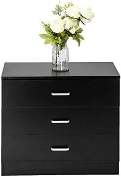 Henf 3 Drawer Chest Dresser Wooden Storage Dresser Cabinet For Closet, Unit For Bedroom, Living Room And Hallway, Drawers Dresser Bedside Nightstand With Metal Handle (White) -Songmics Furniture Shop 31MkOz24MSL. AC