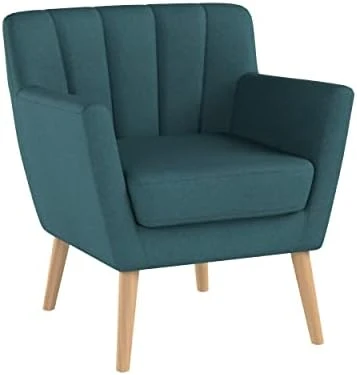Christopher Knight Home Merel Mid Century Modern Fabric Club Chair, Dark Teal/Natural 6 Christopher Knight Home Merel Mid Century Modern Fabric Club Chair, Dark Teal/Natural - Image 6