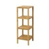 Kinbor 4-Tier Bamboo Shelf Narrow Bathroom Shelf Organizer - Flower Plant Stand, Corner Bamboo Shelf For Living Room Bathroom Kitchen