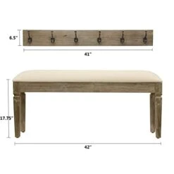 Décor Therapy Waverly Wood Bench With Coat Rack Set, Measures 42x11.8x17.75, Winter White -Songmics Furniture Shop 31NGxtJbMkL