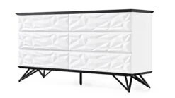 Zuri Furniture 63" Wide Modern Vortice Accent Chest Glossy Black And White Lacquer Matte Black Metal -Songmics Furniture Shop 31NUJyr01GL