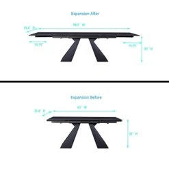 Expandable Dining Table For 6-10 Seat, Modern Style, Live Edge Design,retractable,tabletop Made From Rock Plate And Tempered Glass, Solid Carbon Steel Base, 35.4"D X 63"(+31.5 ")W X 30"H, Dark Grey -Songmics Furniture Shop 31NW8e4ECKL