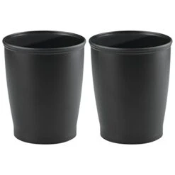 MDesign Plastic Modern Round Shatter-Resistant Small 1.6 Gallon Trash Can Wastebasket, Garbage Container Bin For Bathrooms, Kitchens, Home Offices, Dorm Rooms - Hyde Collection - 2 Pack, White -Songmics Furniture Shop 31NYKR7VfaL