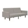 DHP Paxson Convertible Futon Couch Bed With Linen Upholstery And Wood Legs - Light Gray