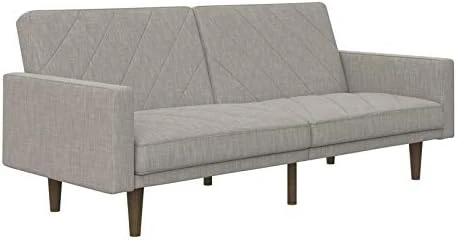 DHP Paxson Convertible Futon Couch Bed With Linen Upholstery And Wood Legs - Light Gray 8 DHP Paxson Convertible Futon Couch Bed With Linen Upholstery And Wood Legs - Light Gray - Image 8