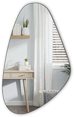 WOODWORTH Irregular Mirror Decor For Living Room Bedroom Entryway, Wall Mounted Frameless 20 X 33 Inch Mirror For Wall Decor (Triangle) -Songmics Furniture Shop 31NiVDdCbJL. AC
