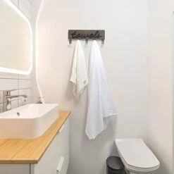 Mkono Wall Mounted Towel Holder Bathroom Decor To Hang Bathrobe Robe Coat Clothing, 12.6" X 5.2" Hanger Storage Home Organizer