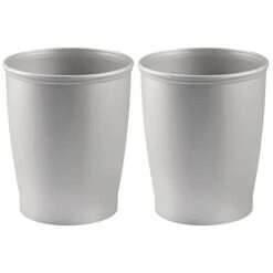 MDesign Plastic Modern Round Shatter-Resistant Small 1.6 Gallon Trash Can Wastebasket, Garbage Container Bin For Bathrooms, Kitchens, Home Offices, Dorm Rooms - Hyde Collection - 2 Pack, White -Songmics Furniture Shop 31NkokvTmCL