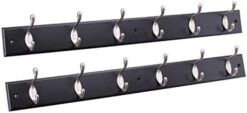 BIRDROCK HOME Hook Coat And Hat Rack - 2 Pack - 6 Hooks - 27 Inches - Wall Mount - Decorative Home Storage - Entryway Foyer Hallway Bathroom Bedroom Rail - Satin Nickel Hooks - White Pine Bathroom -Songmics Furniture Shop 31NzTwdURhL. AC