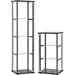 Home Square 2 Piece Glass Curio Cabinet Set With 4 Shelf And 3 Shelf In Black