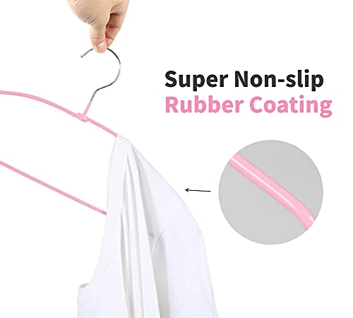TOPIA HANGER Non Slip Hanger 20 Pack, Metal Clothes Hangers Space Saving, Heavy Duty Rubber Coated Wire Hanger For Coat, Shirt, Dress, Pants-Pink, CT12P 5 TOPIA HANGER Non Slip Hanger 20 Pack, Metal Clothes Hangers Space Saving, Heavy Duty Rubber Coated Wire Hanger For Coat, Shirt, Dress, Pants-Pink, CT12P - Image 5