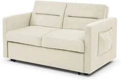 2-in-1 Sleeper Sofa Bed, Loveseat Chair Bed With Pull Out Bed And Extra Bench, Adjustable Back And Two Arm Pockets For Small Living Room, Bedroom, Balcony, Apartment (Gray, Loveseat) -Songmics Furniture Shop 31O90LjmdGL. AC