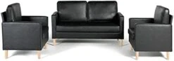AILEEKISS Mid-Century Sectional Sofa Sets 3 Pieces Faux Leather Loveseat Couches With 2 USB Living Room Furniture Accent Arm Chairs For Small Space, Apartment, Office (1-Seater+1-Seater+3-Seater) -Songmics Furniture Shop 31ODUECweNL. AC