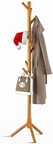 NicQliear Wooden Freestanding Coat Rack With 9 Hooks, Adjustable Coat Rack Stand 69.3" To Hang Clothes/Bags/Hats, Standing Coat Tree Perfect For Bedroom/Entryway/Hallway, Easy Assembly, Brown 6 NicQliear Wooden Freestanding Coat Rack With 9 Hooks, Adjustable Coat Rack Stand 69.3" To Hang Clothes/Bags/Hats, Standing Coat Tree Perfect For Bedroom/Entryway/Hallway, Easy Assembly, Brown - Image 6