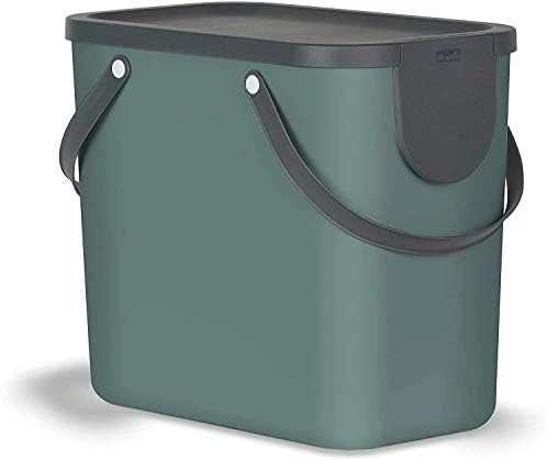 Rotho Albula Recycle Waste Bin 25l With Lid, Plastic (PP), Dark Green/Anthracite, 25 Litres (40 X 23.5 X 34 Cm) 8 Rotho Albula Recycle Waste Bin 25l With Lid, Plastic (PP), Dark Green/Anthracite, 25 Litres (40 X 23.5 X 34 Cm) - Image 8