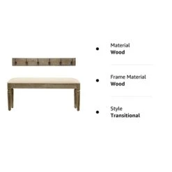 Décor Therapy Waverly Wood Bench With Coat Rack Set, Measures 42x11.8x17.75, Winter White -Songmics Furniture Shop 31OPvJTZxYL