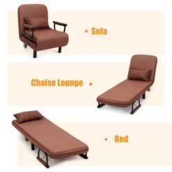 KOMFOTT Convertible Chair Bed, Tri-Fold Sofa Bed With 5-Position Adjustable Backrest & Pillow, Leisure Chaise Lounge Couch With Sturdy Steel Frame For Home & Office, Comfortable Sleeper Chair (Coffee) -Songmics Furniture Shop 31ORBYb9QgL
