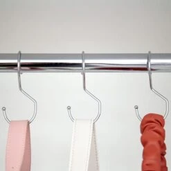 HOME DEPUTY 6 Pack Purse Organizers For Closet - 6 Bag Hooks - Silver - Purse Hangers For Closet With Unique Twisted Hook Design Which Saves Space - Your Handbags Will Look Great In Your Closet