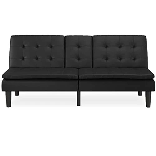 NHUNI Futon With Cupholder, Black Convertible Folding Bed Sofa 4 NHUNI Futon With Cupholder, Black Convertible Folding Bed Sofa - Image 4