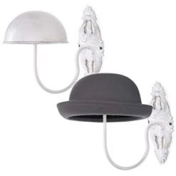 MyGift Vintage Black Metal Wall Mounted Hat Holder Rack For Wig, Cap, Fedora, Helmets, Set Of 2