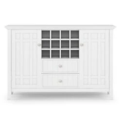 SIMPLIHOME Bedford SOLID WOOD 54 Inch Wide Rustic Sideboard Buffet And Winerack In White With Storage, 2 Drawers And 2 Shelves, For The Living Room, Rustic -Songmics Furniture Shop 31OgL6DhegL