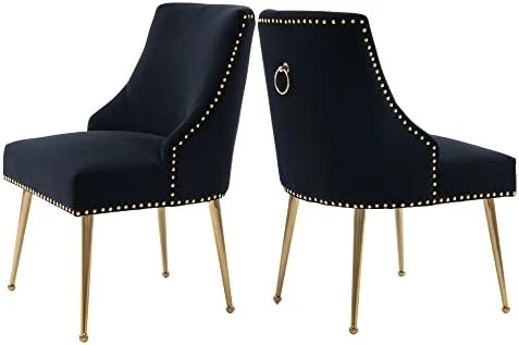 SEYNAR Dining Chairs, Comfortable Modern Kitchen Chairs With Gold Legs, Fabric Upholstered Dining Room Chairs, Accent Chairs Set Of 2, Tufted Velvet Chair For Kitchen Dining Room Guest Room(Black) 5 SEYNAR Dining Chairs, Comfortable Modern Kitchen Chairs With Gold Legs, Fabric Upholstered Dining Room Chairs, Accent Chairs Set Of 2, Tufted Velvet Chair For Kitchen Dining Room Guest Room(Black) - Image 5