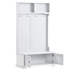 ATGHYURT Hall Tree With 4Hooks,Multiple Functions Hallway Coat Rack,Entryway Shoe Storage With Coat Rack And 2 Top Shelves,Mudroom Hallway Organizer Shoe Rack Bench For Livingroom,Hallway,Mudroom -Songmics Furniture Shop 31P2X0zGIHL