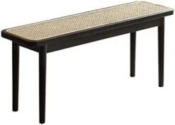 Rattan Solid Wood Bench, Home Decor Bench For Bedroom/Entryway/Dining Room, Black Minimalist Bench (Color : Black, Size : 120x28x43cm) 12 Rattan Solid Wood Bench, Home Decor Bench For Bedroom/Entryway/Dining Room, Black Minimalist Bench (Color : Black, Size : 120x28x43cm) -Songmics Furniture Shop 31P8IBerCdL. AC